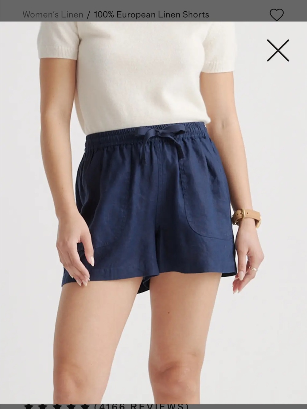 Women’s Quince 100% European Linen Navy Drawstring Shorts
